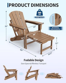 2 Pack HDPE Folding Adirondack Rocking Chair with Retractable Ottoman