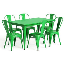 63" x 31" Metal Bistro Table Set – 7 Piece Indoor Outdoor Cafe Seating for Patio or Restaurant