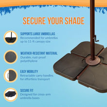 OROTLECT Umbrella Ebony Resin Cross Arm Base Weights for Outdoor Shade Stands – 4-Piece Fillable Set Holds 35 lbs Each for 140 lbs Total – Heavy Duty Support for Pool, Patio, or Beach Canopy
