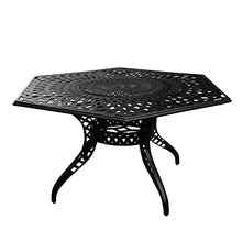 Oakland Living Modern Ornate Outdoor Mesh Aluminum 63-in Black Hexagon Patio Dining Set with Six Chairs