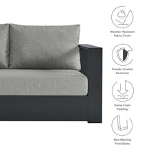 Modway Tahoe Modular Aluminum 3-Piece Outdoor Patio Furniture Gray, Left-Facing Sectional Sofa Set with Weather-Resistant Cushions, Ideal for Deck, Backyard, Poolside