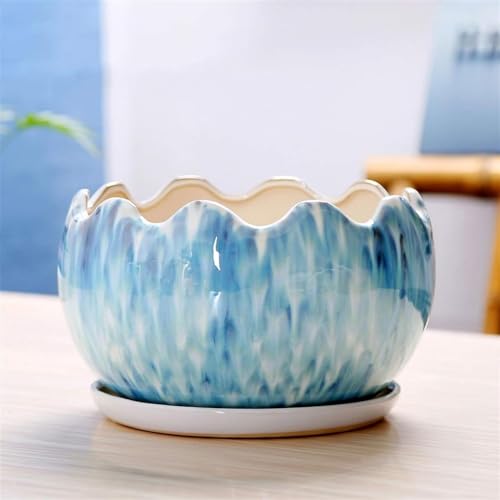 FAFACAI Flower pots Succulent Pots White Ceramic Flower Pot Flowerpot Herb Plant Flower Pot Succulent Planter Plant Flower Pot for Indoor Outdoor Plants -D||L (Color : B, Size : L) (C Large)