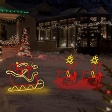 LAMPHOME 92"x32" Animation 978 LED Two Deers and Santa Super-Bright Multi LEDs Outdoor Christmas Decoration with 11 Functions and Timer Waterproof for Outdoor Home Party Lawn