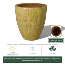 Emissary 26in Yellow Stoneware Round Planter