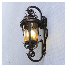 ALDEPO Wall Lamp 1-Light Outdoor Exterior Wall Down Lantern Corridor Sconce Traditional Porch Patio Lighting Fixture with One E27 Base, Water-Proof, Cast Aluminum Housing, Glass Panels (Color : XL)