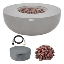 AMS 44" Round Concrete Natural Gas Fire Pit Bowl Table (Light Gray)