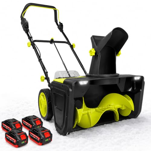 Aredwhiterui New Electric Snow Thrower, Compact Cordless Snow Blower 4Batt