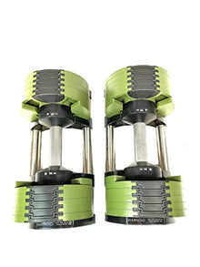 Bolt Fitness Supply x NÜOBELL Adjustable Dumbbell 5-50LB (Pair) Green Silver. Full Body Workout Home Gym.