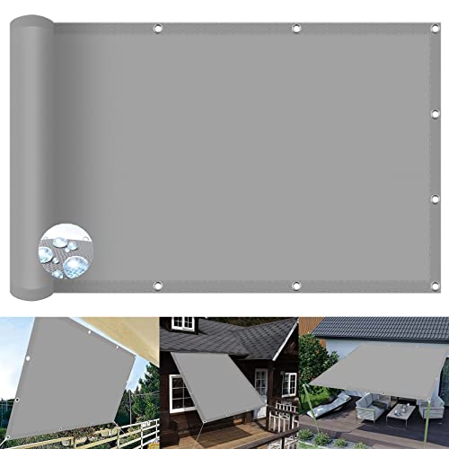 Sun Shade Sail 5x5m Large Rectangle 98% UV Block Waterproof Polyester with Free Rope for Garden Backyard Patio Light Grey