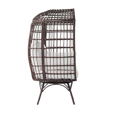 Flash Furniture Zola Oversized Wicker Egg Chair with 360° Swivel, High Back, 4 Cream Cushions/Brown Frame