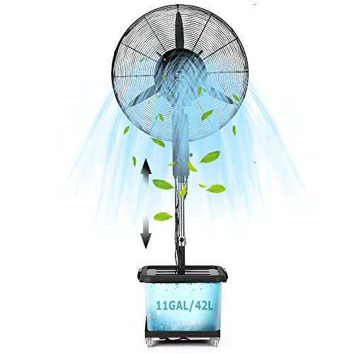 CUTPOIY Adjustable Pedestal Misting Fan with Oscillation, Commercial Outdoor Cooling Stand Fan for Patio, Restaurant, Workshop, 71cm/28in