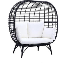 Acme Penelope Patio Lounge Chair Cream Fabric and Black Finish