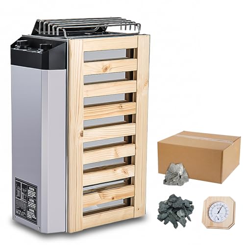 LADECNERHT Home Sauna,Sauna Heater 3.6kw 30 to 70 °c Overheating Protection Thermostat Sauna Heater Electric Sauna Stove Wet&Dry, Comes with a Box of Sauna Stones and Thermometer