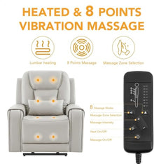 UOPYNE Large Power Lift Recliner Chair with Massage and Heat for Elderly, Overstuffed Wide Reclining Sofa with USB Ports, Breathable Leather Electric Lounge Seat for Living Room