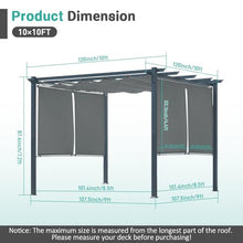 Masyardi 10 x 10 Ft Outdoor Aluminum Pergola, Retractable Canopy & 2 Sides Shades for Patio Backyard Garden Deck