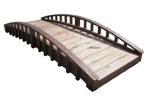 SamsGazebos Crescent Japanese Style Wood Garden Bridge 8 Brown