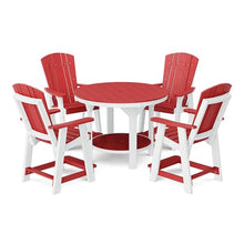 Wildridge Heritage 5-Piece 48" Pub Counter Set, Cardinal Red and White - Outdoor Weather Resistant Recycled Plastic Furniture for Patio