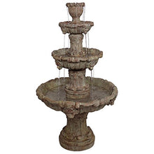 Water Fountain - Nearly 5 Foot Tall Medici Lion Four Tier Garden Decor Fountain: Brown Stone Finish - Outdoor Water Feature