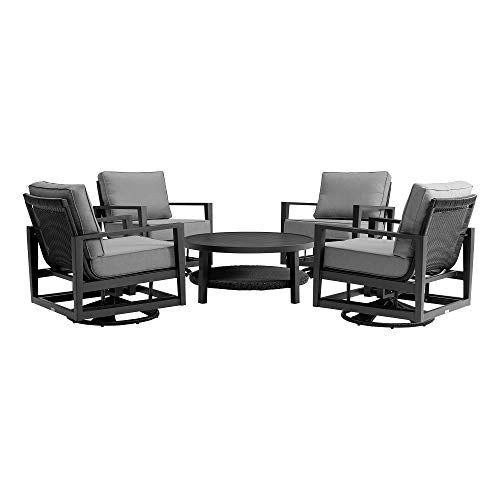 Armen Living Grand Modern Outdoor Patio Conversation Seating Set 5 Piece Black
