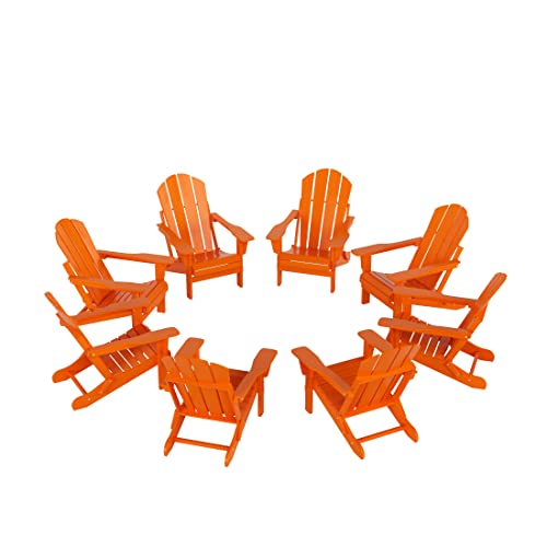 WO Home Furniture Laguna Folding Adirondack Chair Set of 8, Orange