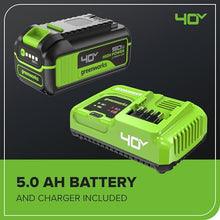 Greenworks 40V 18 in Cordless Electric Chainsaw, 5.0 Ah Battery and Charger