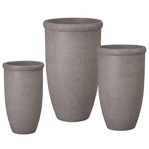 Emissary Terrazzo Round Planters Set of 3 15.5in x 27.5in Terrazzo Gray