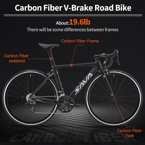SAVADECK Carbon Road Bike Shimano SORA R3000 18-Speed Derailleur System White