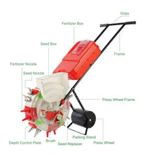 Seed Sower & Fertilizer Applicator, Hand Seed Spreader Garden Push Seeder Planter Simultaneous Sowing and Fertilization for Sowing a Variety of Garden Seeds(5-Nozzle)