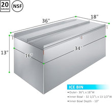 Express KitchQuip 18"x36" Drop-In Ice Bin with Sliding Lid