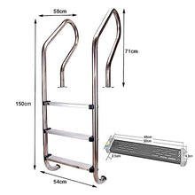 LMMIAMZ Stainless Steel Swimming Pool Ladder - 3 Step Non-Slip Steps, Thickened Handrail for Above Ground Pools, Durable 1.5mm Tube Wall, Silver Finish