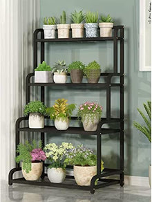 ZOCWJK Indoor Plant Stand 4Tier Metal Plant Stand, Heavy Duty Ladder Flower Pot Holder Indoor Outdoor Multiple Planter Display Rack Plant Storage Shelf for Garden Balcony Corne,A-100x40x102cm