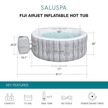 Bestway 2-4 Person SaluSpa Fiji Signature AirJet Inflatable Hot Tub Spa, 71" x 26" Round Portable Spa with 120 Soothing Jets and Insulated Cover