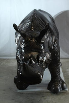 NIFAO Rhinoceros Aluminum Statue, Large Wildlife, 60" L x 17" W x 35" H