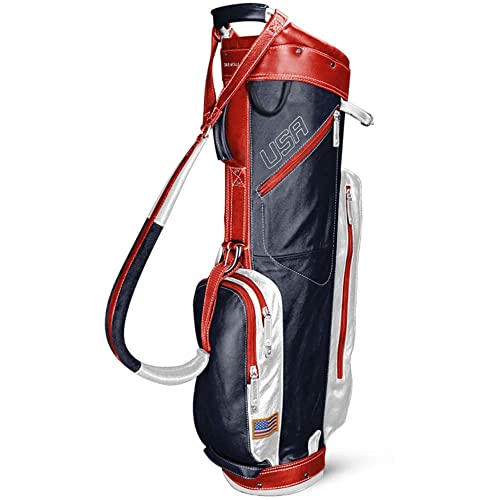 Sun Mountain 2020 Golf Leather Cart Bag Navy-White-Red