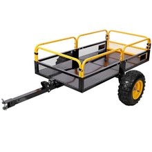 HOYOC 1000Lbs Heavy Duty Steel Garden Cart, Pull Behind Steel Yard Wagon Dump Trailer with Removable Mesh Sides, for ATV UTV Lawn Mower Tractor Yard Garden Farm Hauling,1000Lbs