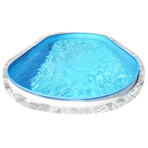 Planet Pool Steel Wall Pool Oval 600 x 320 x 150 cm Steel 0.8 mm White Film 0.6 mm Blue Hanging Piping