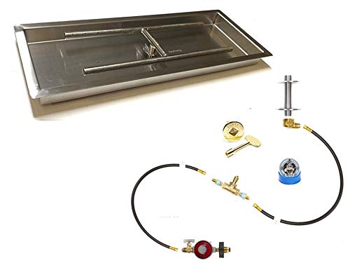 EasyFirePits Deluxe Tank-in-Table Propane Gas Fire Pit Linear T-Burner Pan & Complete Connection Kit (28.00, 20" H-Burner PAN 28X10 in)