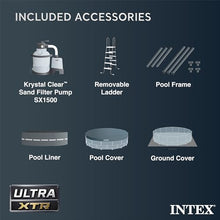 Intex 26325EH Ultra XTR 16ft x 48in Above Ground Swimming Pool Set with Sand Filter Pump, Inflatable Lounge Pool Recliners (2-Pack) and Inflatable Beverage Cooler