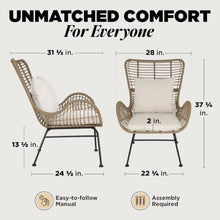 IDZO Isabelle Outdoor Wicker Chairs Set of 2 with Beige Olefin Cushions