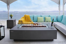 Elementi Granville Gas Fire Pit Cast Concrete Fire Table, Outdoor Fire Pit Electronic Ignition | Canvas Cover, Lava Rock Included | Free AMS Wind Guard | Light Gray (Propane Gas)