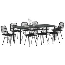 LKJVFCPW 9 Piece Outdoor Dining Set, Black Powder-Coated Steel Patio Table and 8 Chairs, Weather-Resistant Garden Furniture for Backyard Deck Entertainment