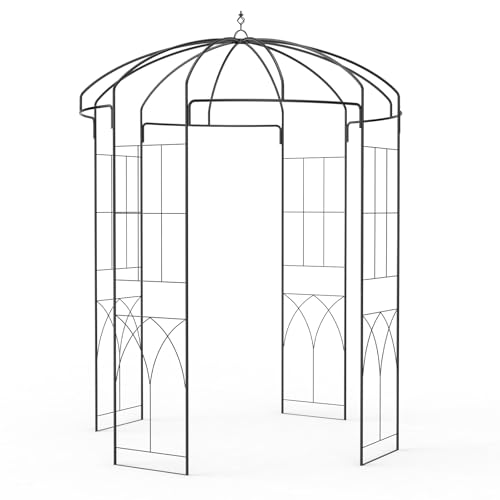 Romantic 8.8FT Black Birdcage Arbor - Metal Wedding Arch & Garden Pergola for Climbing Plants, Outdoor Ceremony Backdrop, Sturdy Patio & Backyard Decor