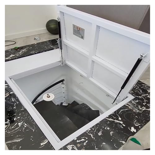 ERRULAN Seamless Concealed Crawl Space Access Door for Tiles, Interior Hidden Basement Doors in Floor, Invisible Cellar Cover for Outdoor Stairs, Storage Room(White,LxW 135x80 cm (53x31 in))