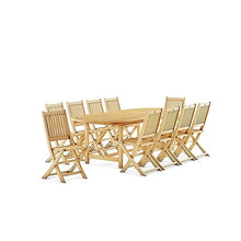 Amazonia Bergen 11-Piece Outdoor Oval Dining Set Certified Teak Light Brown