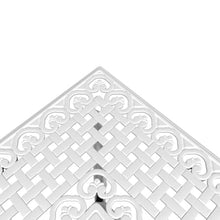 KGFHERENB White Cast Aluminum Bistro Table, 31.5 Inch Square Patio Dining Table with Umbrella Hole, Durable Metal Outdoor Yard Table for Balcony Garden and Terrace