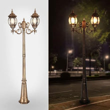 iumLeap Led Outdoor Post Light with Two-Head, Ip56 Waterproof Aluminum Path Pillar Lamp Fence Exterior Pillar Post Light,E27 Base 60W Max,Outdoor Garden Lighting(One Color-Height 215cm)