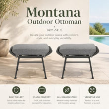 Cvqza Montana Outdoor Ottoman, Faux Rattan Patio Furniture, Comfortable Cushioned Seats, Stylish Garden Decor, Versatile Seating for Backyard, Poolside, or Balcony, Set of 2