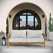Modway Wren Teak Wood Outdoor Sofa in Natural Sail