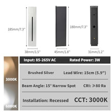 Opaeroo 3W LED Stair Light AC85-265V Step Light Warm White 3000K Cool White 6000K IP65 Waterproof Recessed Wall Light Staircase Lamp, Inside Outside Garden Balcony Corridor 10PCS Silver-3000K