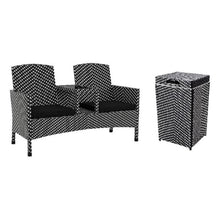Furniture of America Azur Rattan 2-Piece Loveseat and Trash Can Set Black